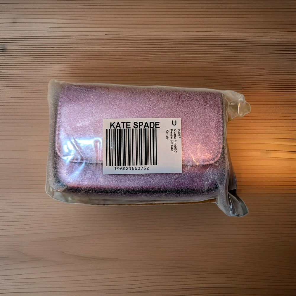 NWT Kate Spade Kenzie Metallic‎ Quartz Pink Crossbody Wallet Coquette Balletcore - Picture 4 of 8